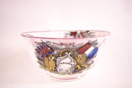 A mid 19th century Sunderland lustre commemorative bowl with vignettes including 'Crimea',