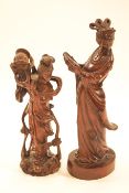 A Chinese hardwood figure of Guanyin, 20th century,