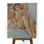 A 20th century Continental School, Nude, oil on canvas, un-framed and inscribed verso,