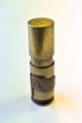 Trench art : a lighter from a brass cartridge case applied with a brass pennant