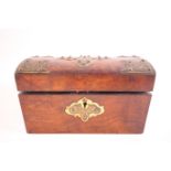 A Victorian brass banded rosewood tea caddy 14cm high x 23cm wide x 13cm deep