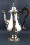 A late George III style Sheffield plate coffee pot with domed lid with beaded edge decoration