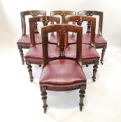 A set of six mahogany Victorian dining chairs, with anthemion carved backs,