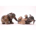 Two Royal Copenhagen figures of Dachshunds, No 1407 and No 1408,
