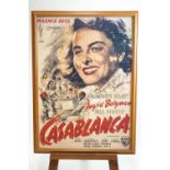 A framed poster for the 1952 Re-release of the film 'Casablanca',