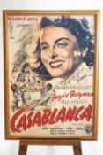 A framed poster for the 1952 Re-release of the film 'Casablanca',