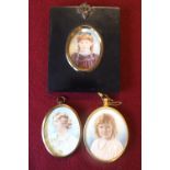 An oval miniature of a lady, signed A H Wrigley 1915, labelled to rear, 'New Forest', 7cm x 5cm,
