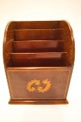 An Edwardian inlaid mahogany letter rack, circa 1910,