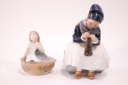 Two Royal Copenhagen figures, Armiger Girl No 1314 and Thumbelina,