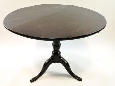 A George III and later oak tripod table on turned pedestal and three cabriole legs,