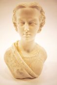 A Victorian Copeland parian bust of a lady, factory marks,