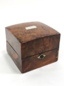 An early Victorian walnut square perfume case,