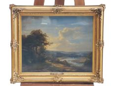 Style of Eugene Verboeckhoven, Extensive River Landscape, oil on board,