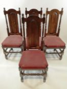 A set of six modern oak Cromwellian style dining chairs,