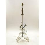 A 20th century telescopic oil lamp, converted to electricity, painted white,