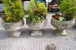 Three garden urns