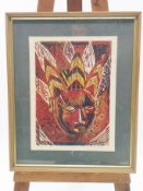 F Campbell, Mask, screen print, signed in pencil and titled,