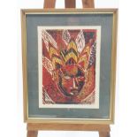 F Campbell, Mask, screen print, signed in pencil and titled,