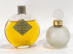 A Worth Lalique 'Je Reviens' perfume bottle, with label and contents, and another,