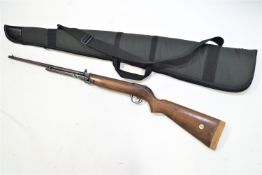 A Webley Mark three underlever air rifle with wooden stock and case