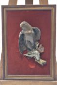 Brian Elton, bronze spelter and copper 3D kestrel with prey, signed,