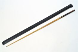 A John Parris snooker cue, custom made circa 1986, with inset ivorine plaque,