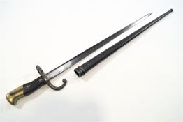 A 19th century French Le Bel bayonet and associated scabbard, the blade dated 1884,