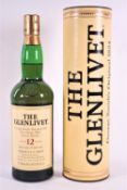 A bottle of whisky 12 year old Glenlivet, 75cl,