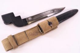 A WWII No 9 mark 1 bayonet with scabbard,