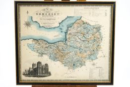 Engraved by James & Joshua Neele, A steel line engraving, map of Somerset,