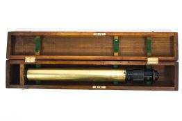 An Army Artillery brass gun sight, in brass furnished mahogany case,
