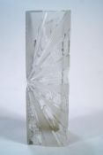 A Baccarat pressed and cut glass abstract vase of rectangular form,