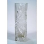 A Baccarat pressed and cut glass abstract vase of rectangular form,