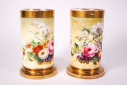 A pair of early 19th century Copeland and Garrett spill vases of plain cyclindrical form