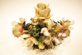 A Capodimonte flower group, in the form of roses in bloom,