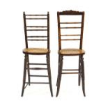 Two 19th century child's correction chairs with turned backs,