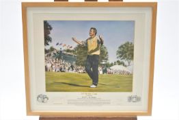 Limited Edition signed Golf print, '35th Ryder Cup 2004', by James Owen, framed and glazed,