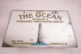 A 1920's mirror advert for 'Ocean' 46cm high x 31cm wide