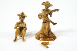 Two Royal Doulton stoneware George Tinworth 'Merry Musician' figures, C 1905,