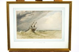 Miles Edmund Cotman (1816-1858), A galleon in a gale, watercolour,