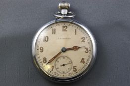 A chrome plated open face army service pocket watch by Leonidas.