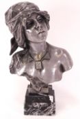 An unusual composition Art Nouveau signed bust, possibly representing Marianne,