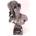 An unusual composition Art Nouveau signed bust, possibly representing Marianne,