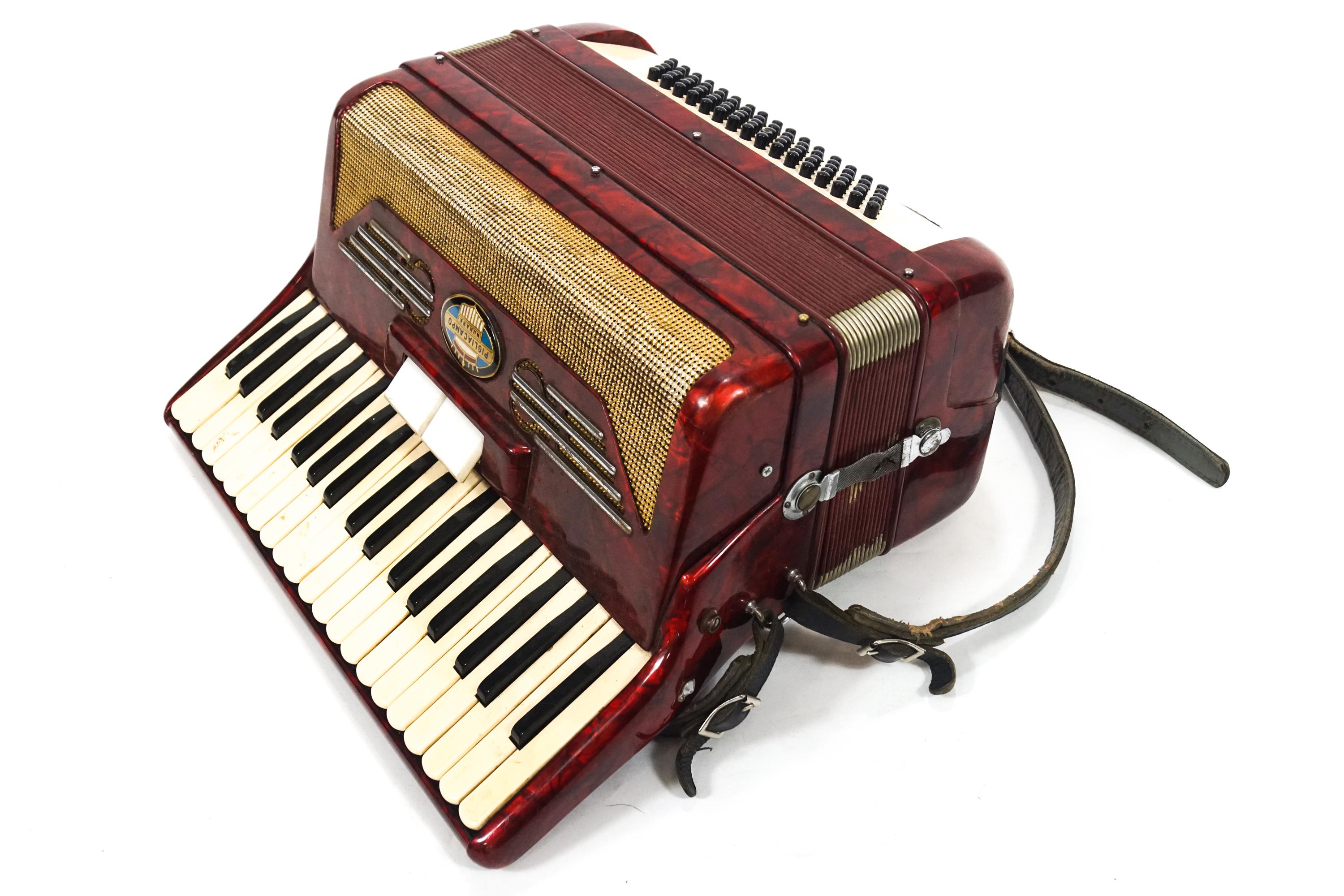 A red Pigliacampo piano accordian, - Image 2 of 2