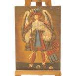 South American School, early 20th century, St Michael with angels wings, oil on canvas,