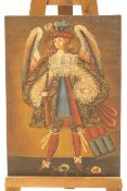 South American School, early 20th century, St Michael with angels wings, oil on canvas,