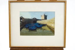 John Newbury RWS St James, Inner Harbour, Essaouria, Marcocco, watercolour, signed lower left,