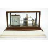 A mahogany and glass cased lacquered brass Barograph, marked Short and Mason Ltd, London,