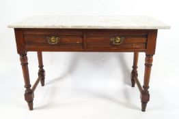 A Victorian mahogany marble topped wash stand,