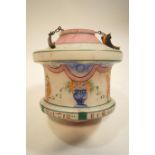 An Art Deco painted glass ceiling shade, decorated with Chinese figures,